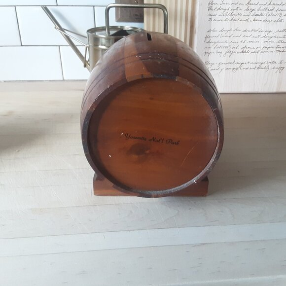 Vintage Cedar Wood Whiskey Barrel Bank "Ye Olde Money Barrel" - Picture 3 of 6